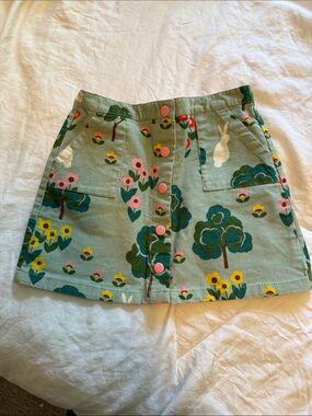 Mini Boden Pink button Floral Corduroy Skirt